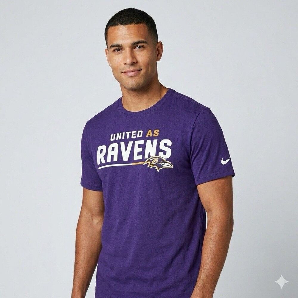 Nike Mens XL Baltimore Ravens "UNITED AS RAVENS" Dri-FIT Purple T-Shirt NFL NWOT